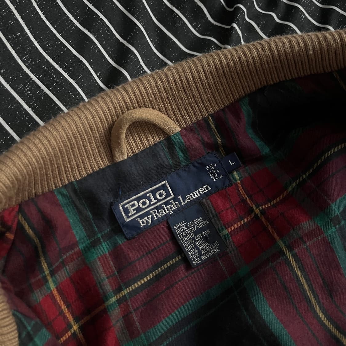 90s 폴로 스웨이드 헤링턴 자켓 L 베이지 상품이미지6
