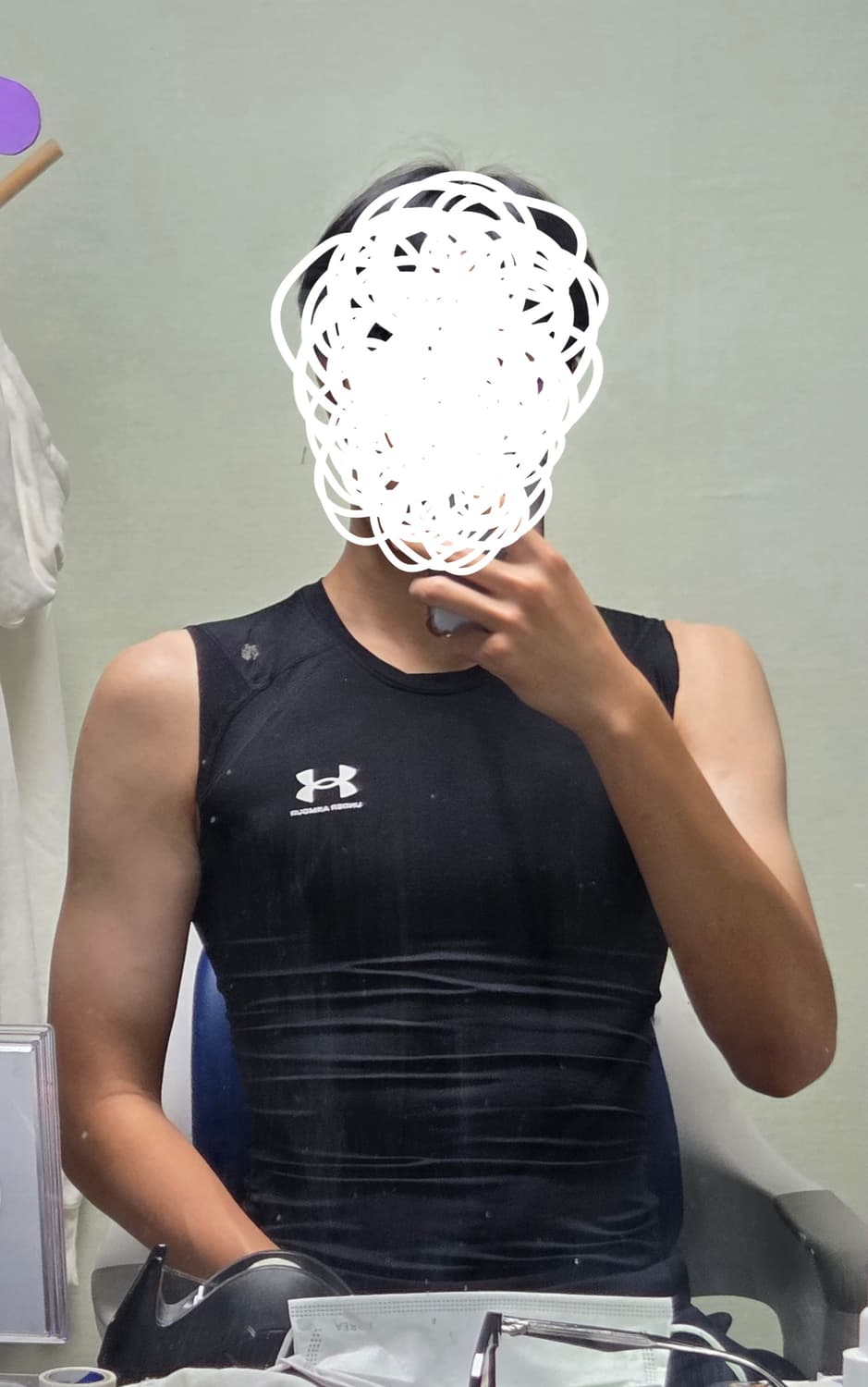 언더아머 히트기어 슬리브리스 블랙 민소매 급처 상품이미지2