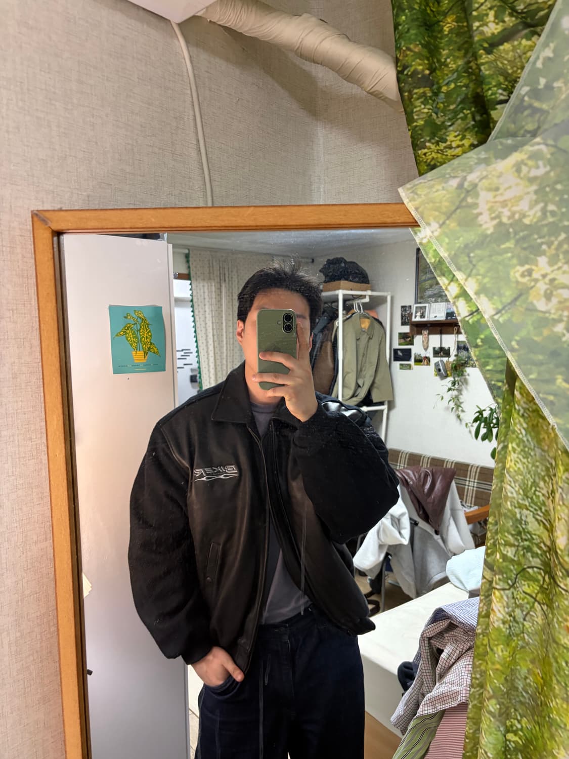 L) 90s 골든베어 x BIKER TRASH 레더쉘 바시티 자켓 상품이미지10