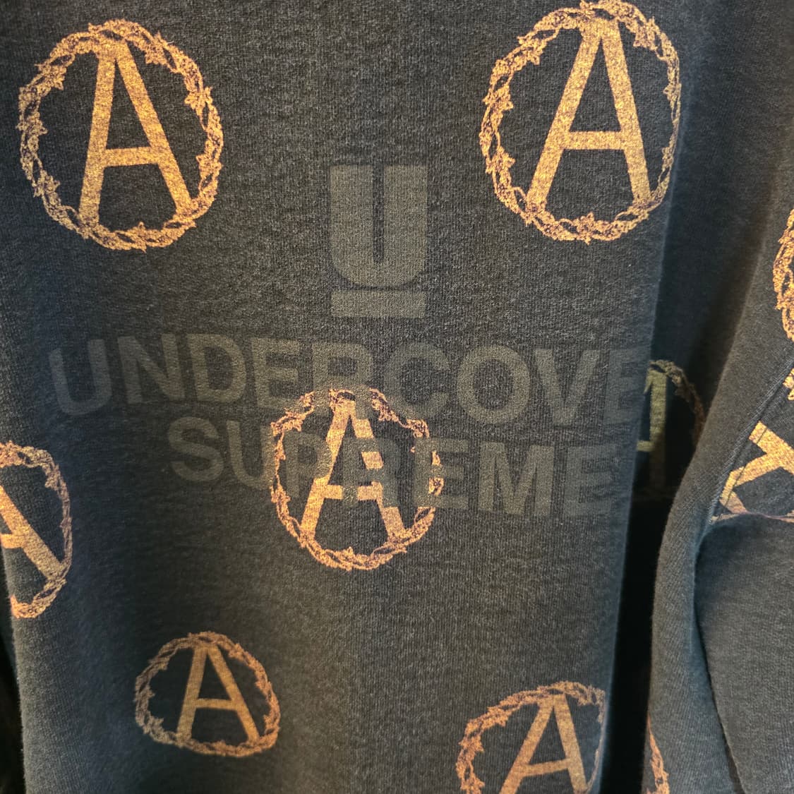 슈프림x언더커버 후드티 블랙 아나키 패턴 올오버 프린팅 상품이미지7