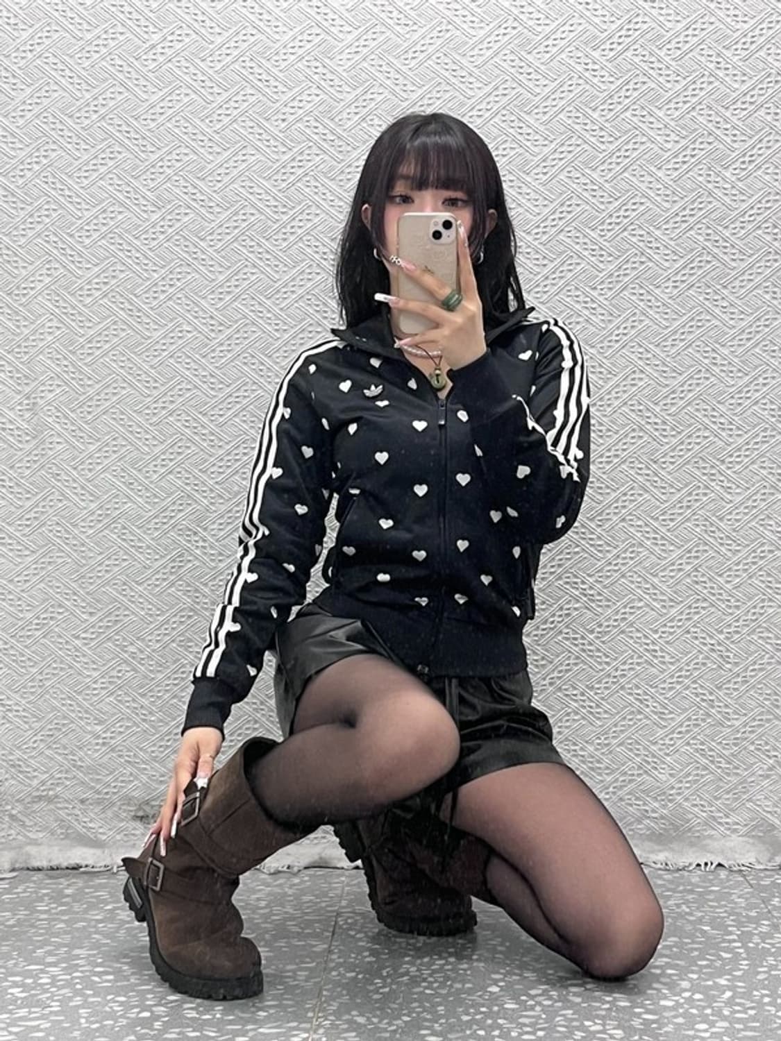 아디다스 Y2K 스트릿 펑크 하트 도트 져지 집업 85 C11274 상품이미지2
