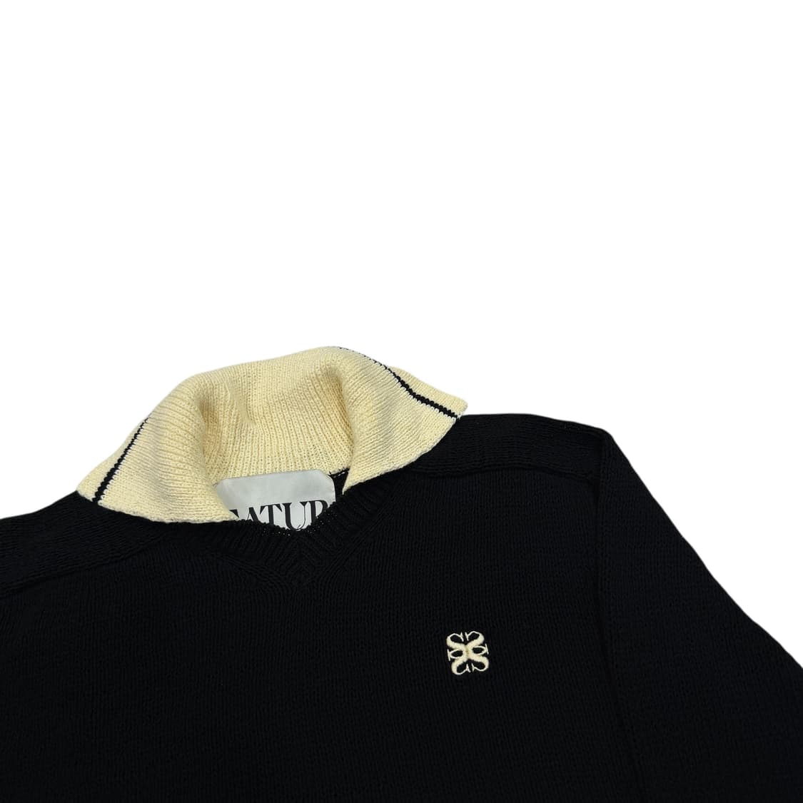 세터 로잔 브이 넥 칼라 니트 리조트 블랙 XL 상품이미지2