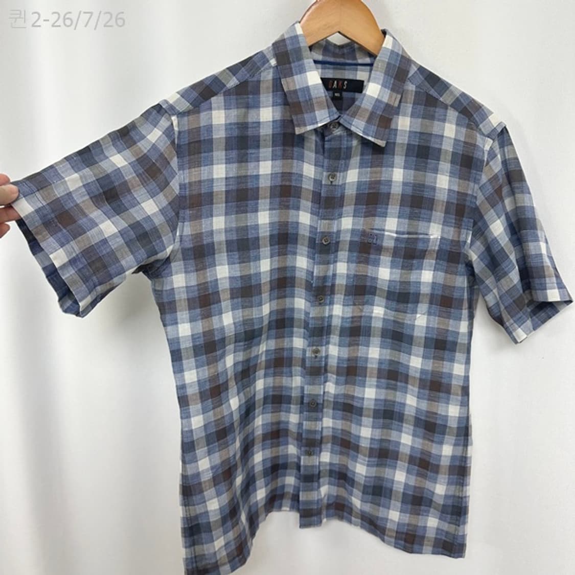 
닥스 남자 체크 반팔셔츠 남방 블루 105 상품이미지4