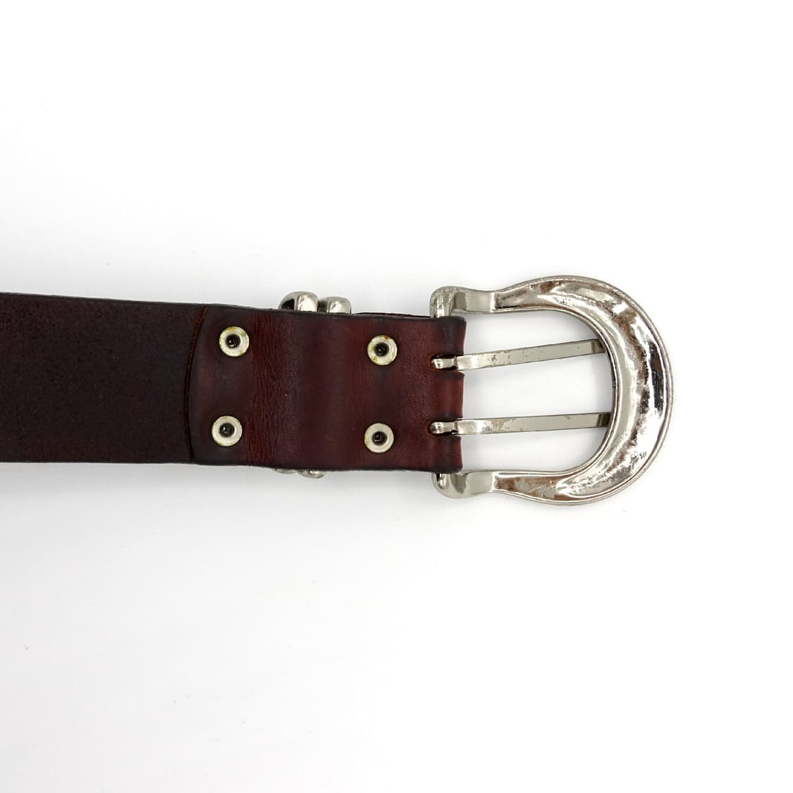 LEATHER 빈티지 레더 더블아일렛 버건디 레더 벨트 상품이미지7
