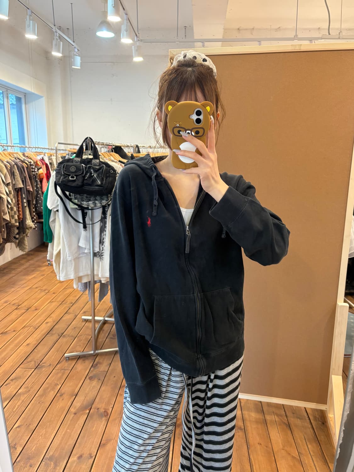 폴로 블랙 후드집업 상품이미지1