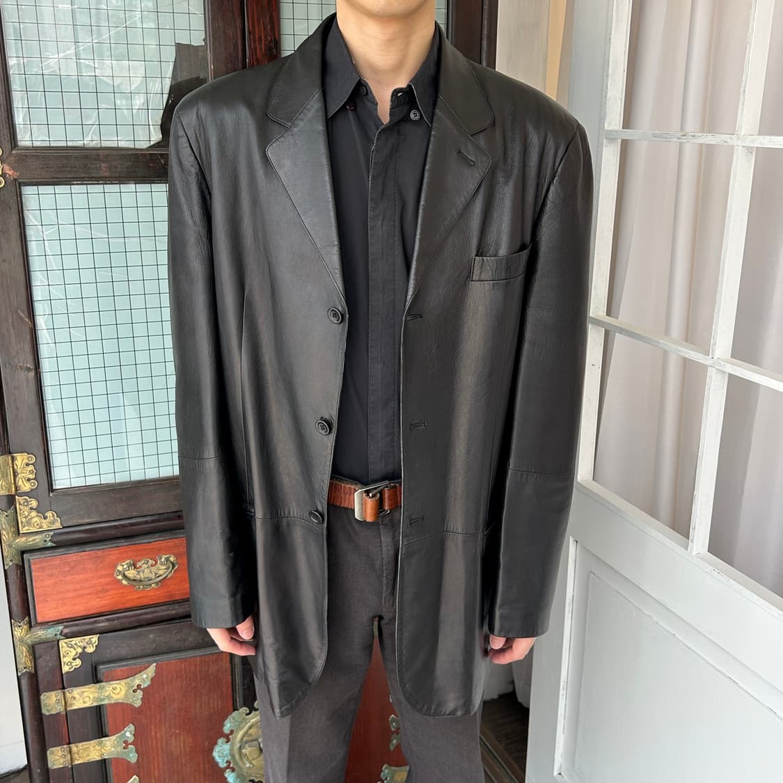 90s 엠포리오 아르마니 램스킨 레더 블레이저 상품이미지1