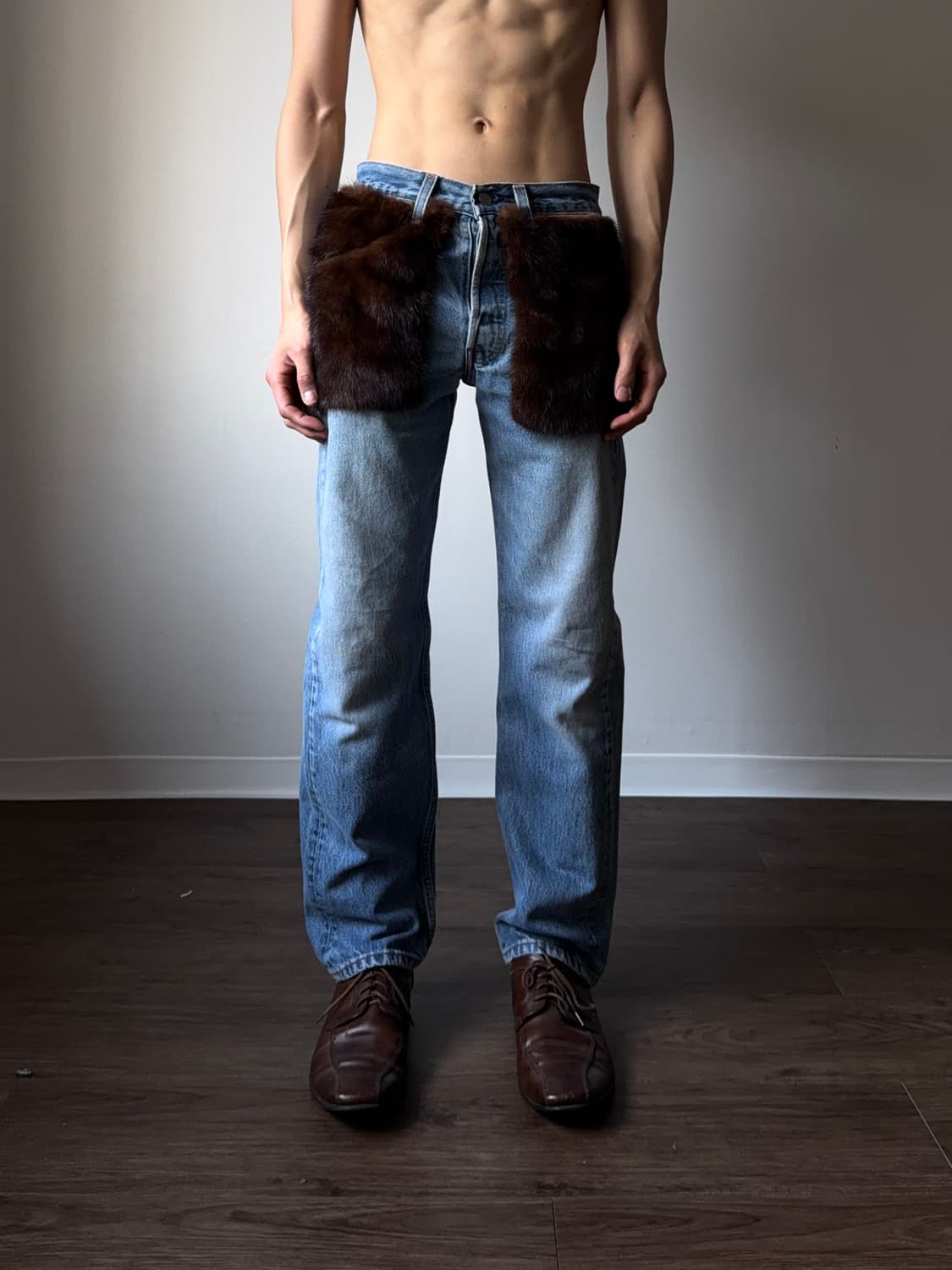 Seven by Seven 밍크 퍼 릴랙스 진 상품이미지5