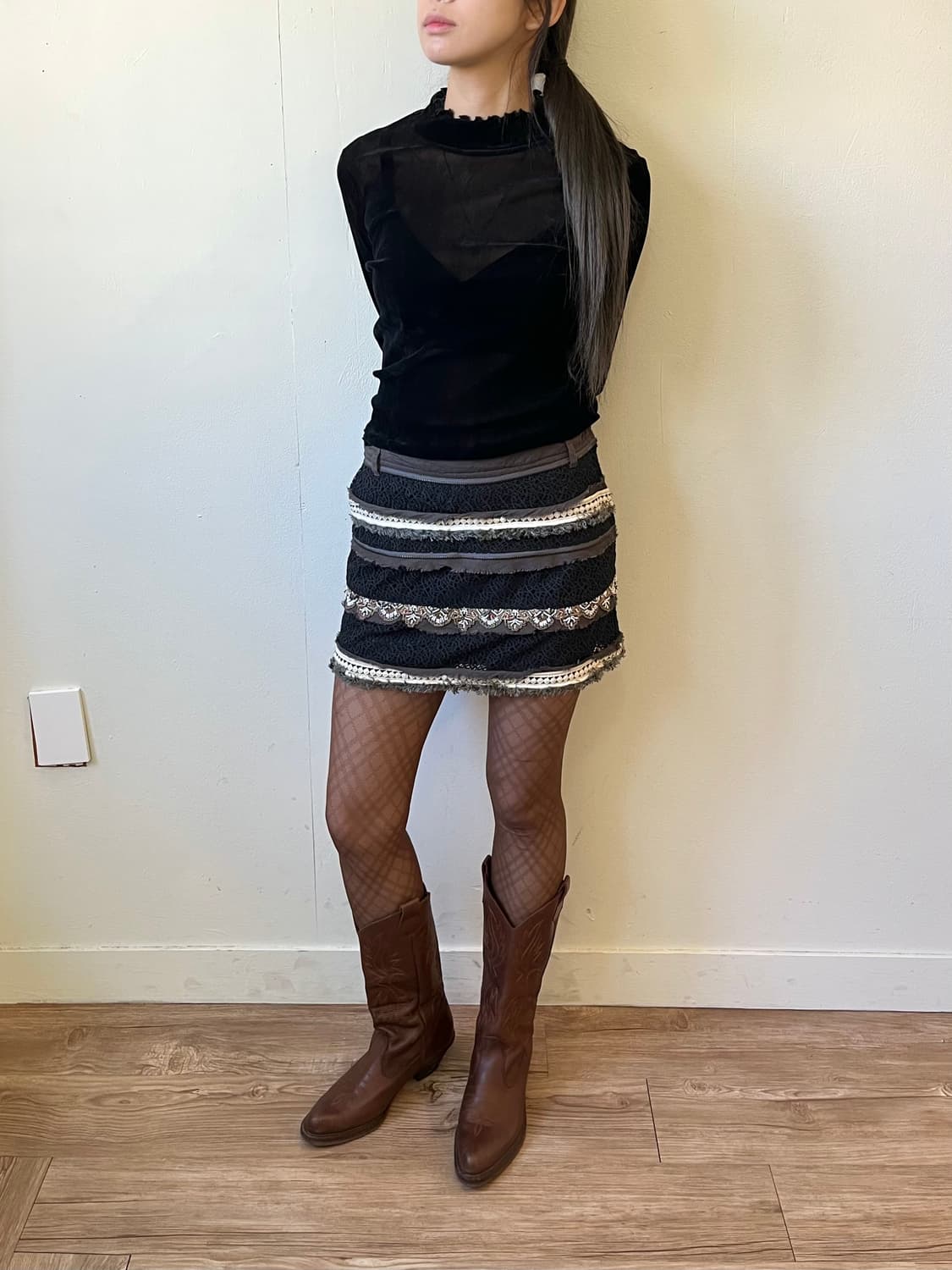 Chamois 벨벳 시스루 터틀넥 상품이미지4