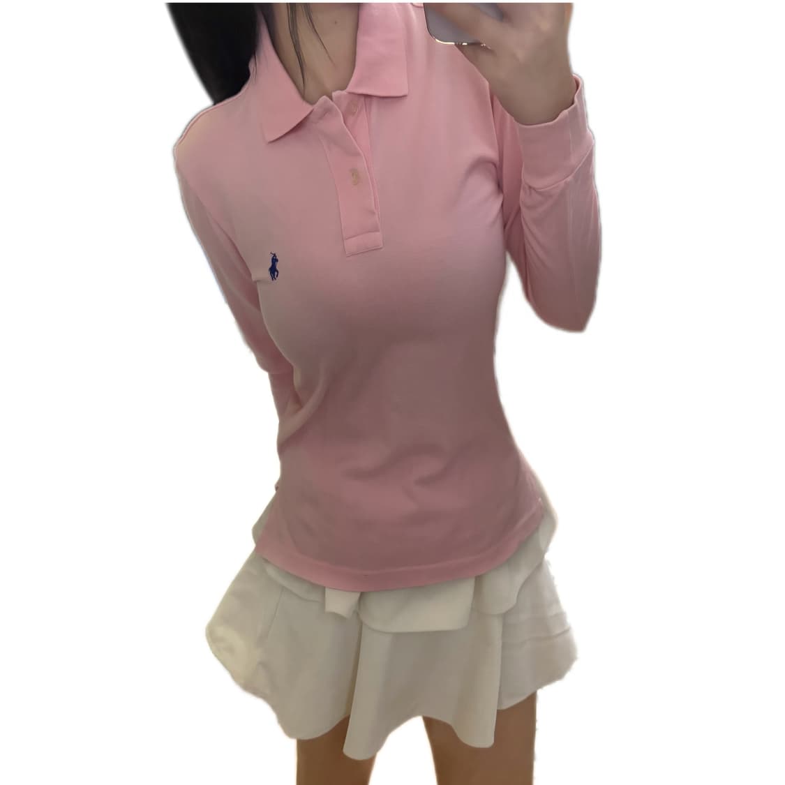 폴로 랄프로렌 커스텀핏 핑크 롱슬리브 카라티 PK 상품이미지1