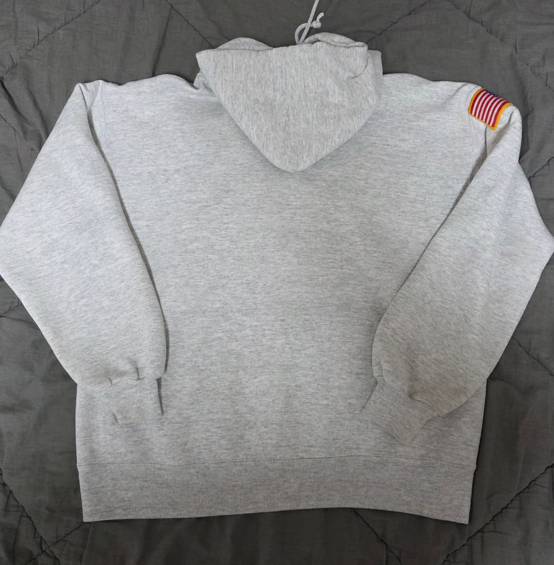 [XL] 90s 러셀 애슬레틱 아멘시칸 플래그 패치 라이트 그레이 후드티 상품이미지6