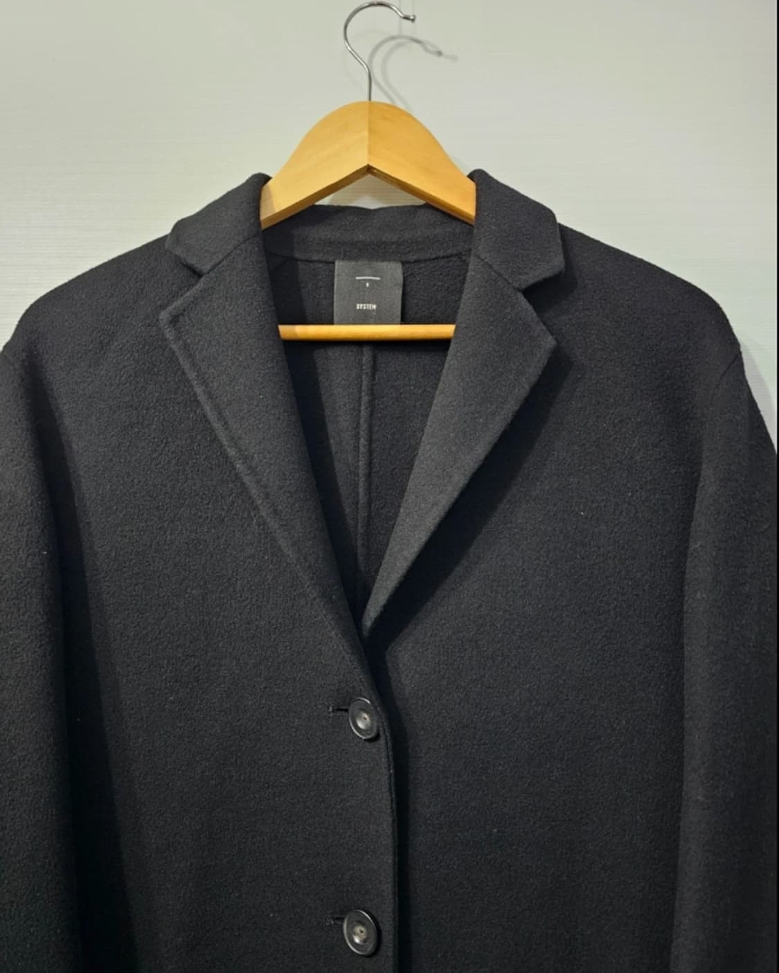 한섬 시스템 SYSTEM 캐시미어 블랙 오버핏 롱코트 ~66 상품이미지2