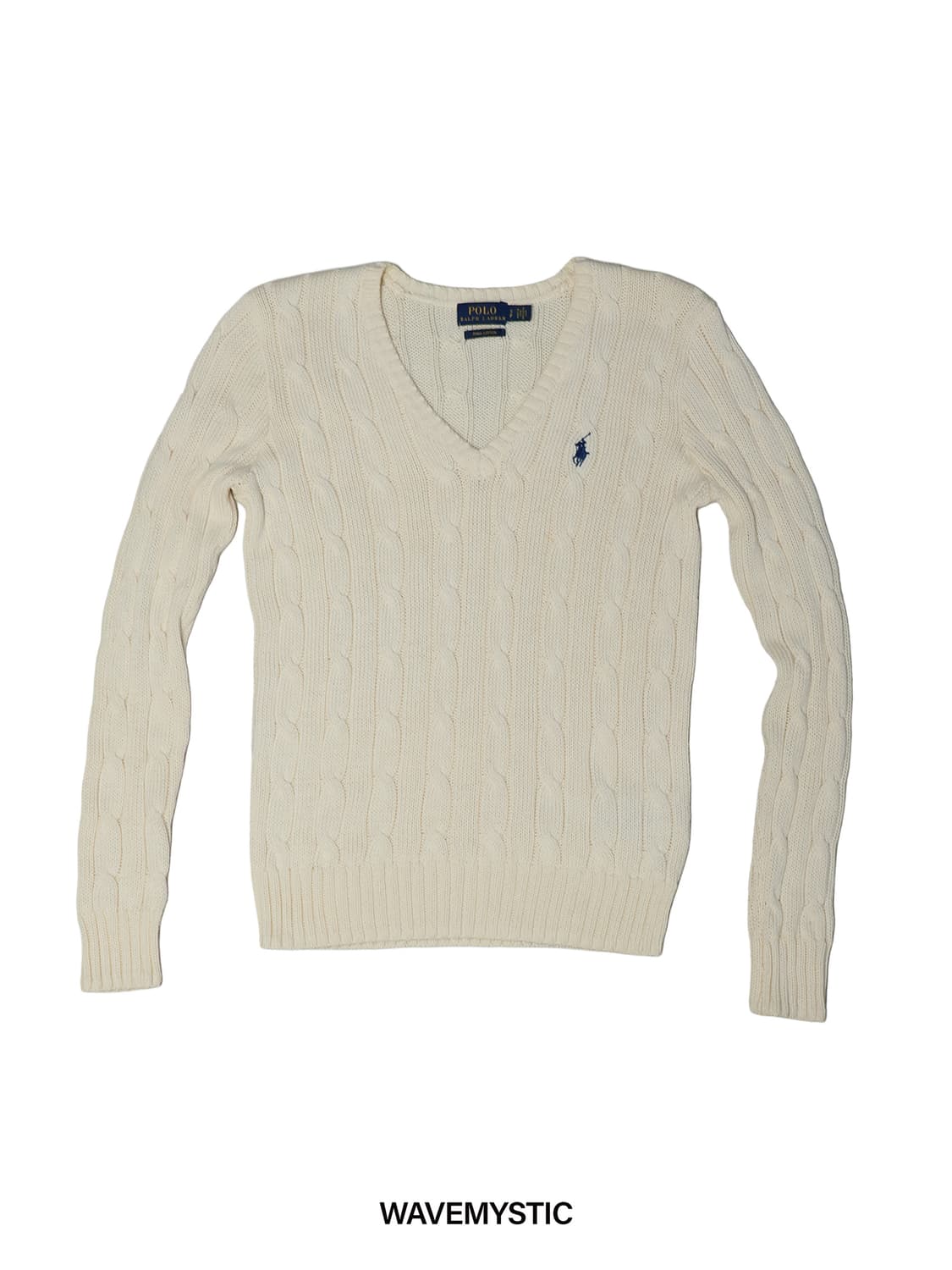 [정품]폴로 랄프로렌 여성 케이블 니트 V넥 꽈배기 스웨터 베이지 상품이미지1