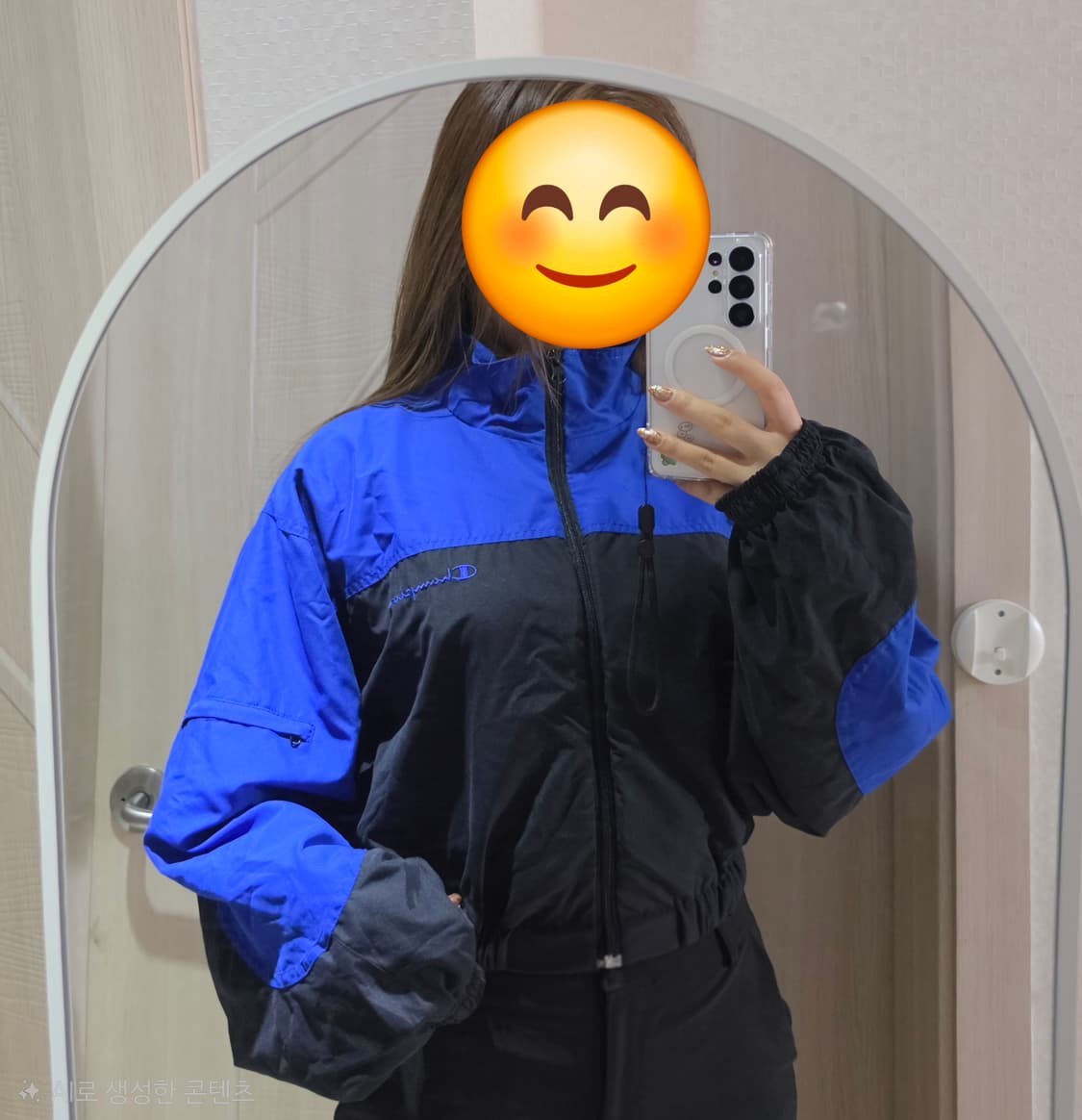 챔피온 블루 크롭 후드집업 상품이미지5