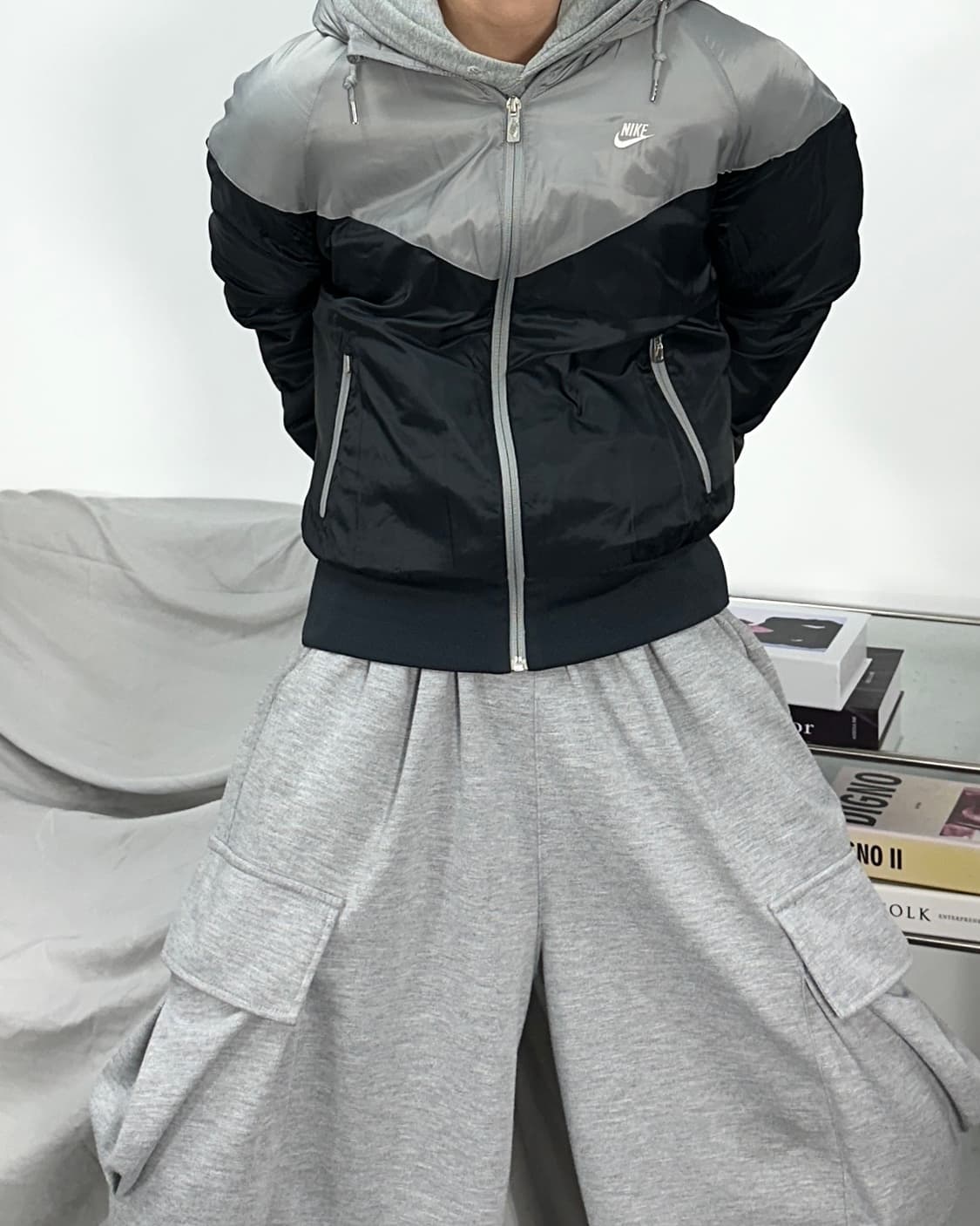 나이키 블랙 그레이 바람막이 점퍼 L 상품이미지4