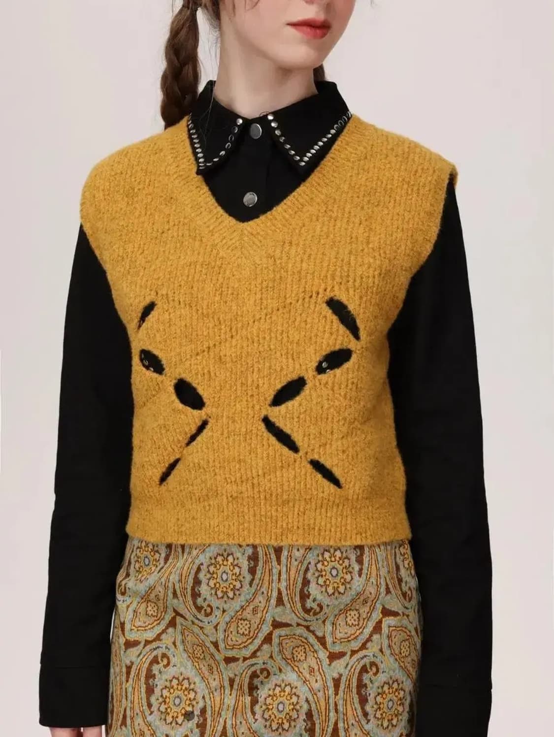 [새상품] 사이다 컷아웃 니트 베스트 S 상품이미지2