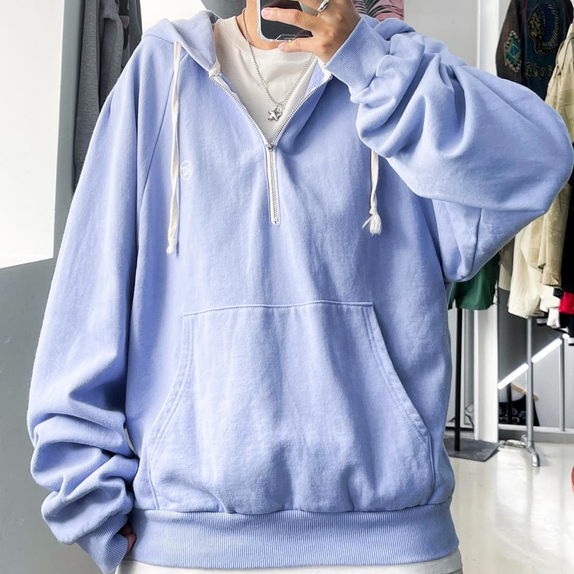 렉토 라벤더 반집업 후드티 상품이미지1