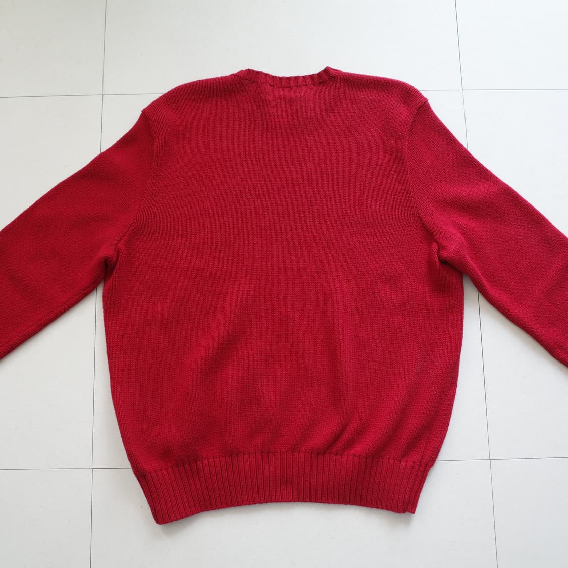 90s [XL] 폴로 랄프로렌 레드 피마코튼 크루넥 니트 상품이미지7
