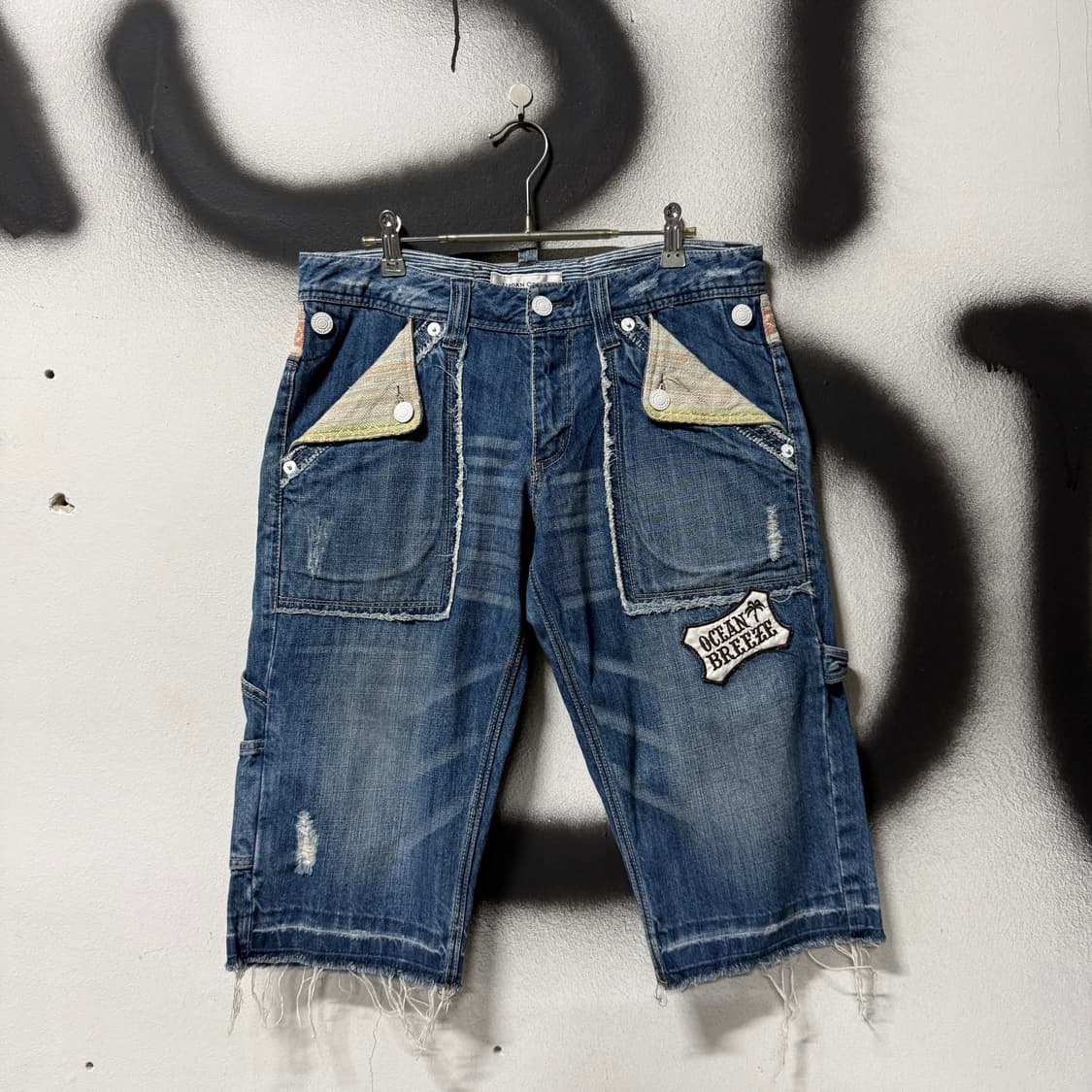 VTG 빈티지 올드스쿨 레이어드 패치 디테일 신치백 카펜터 데님 반바지 상품이미지2