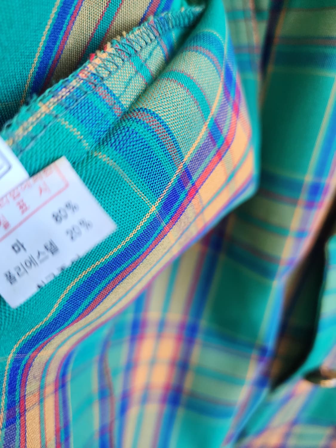 린넨 그린 체크 자켓 상품이미지6