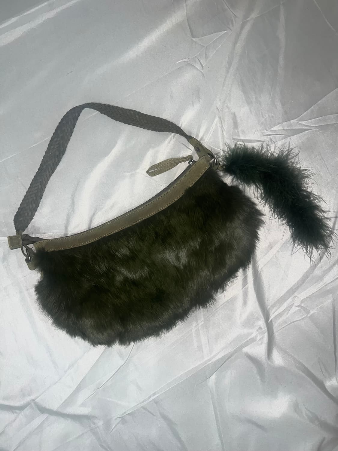 ✨vintage khaki rabbit fur bag y2k✨ 상품이미지3