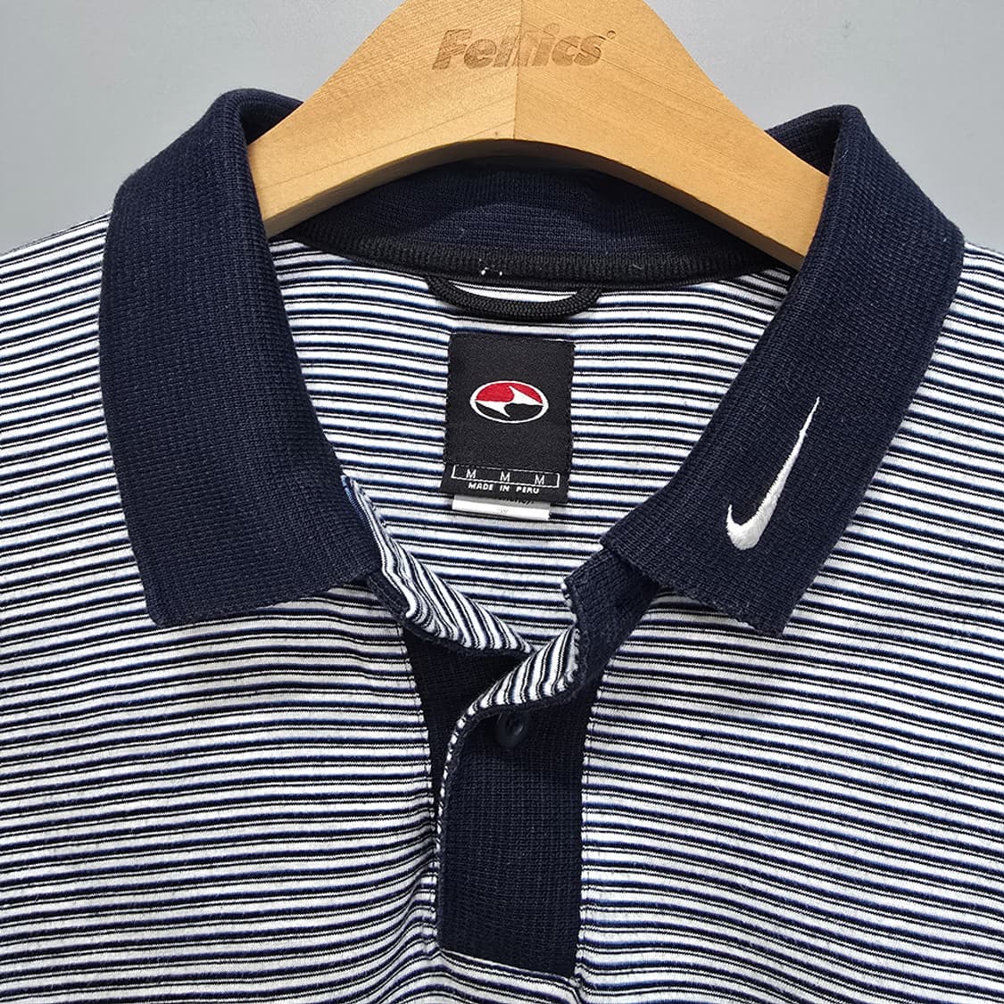 90-00s 나이키 NIKE 하프 스트라이프 반팔 카라티 100 상품이미지3