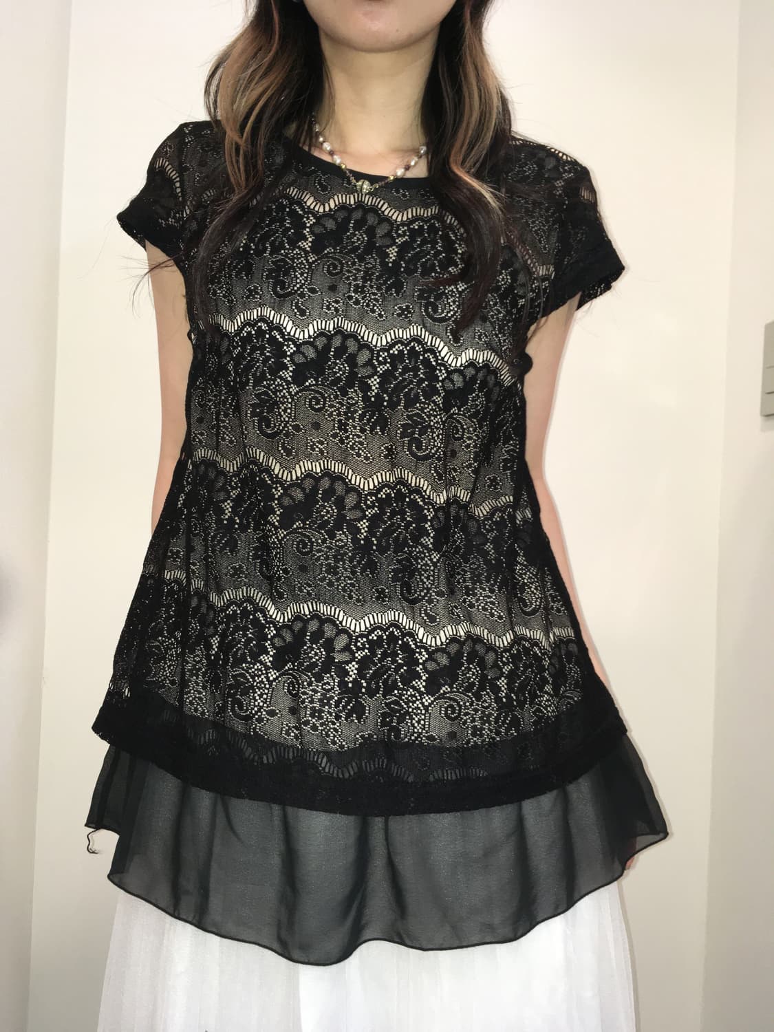 일본 빈티지 블랙 레이스 블라우스 상품이미지5