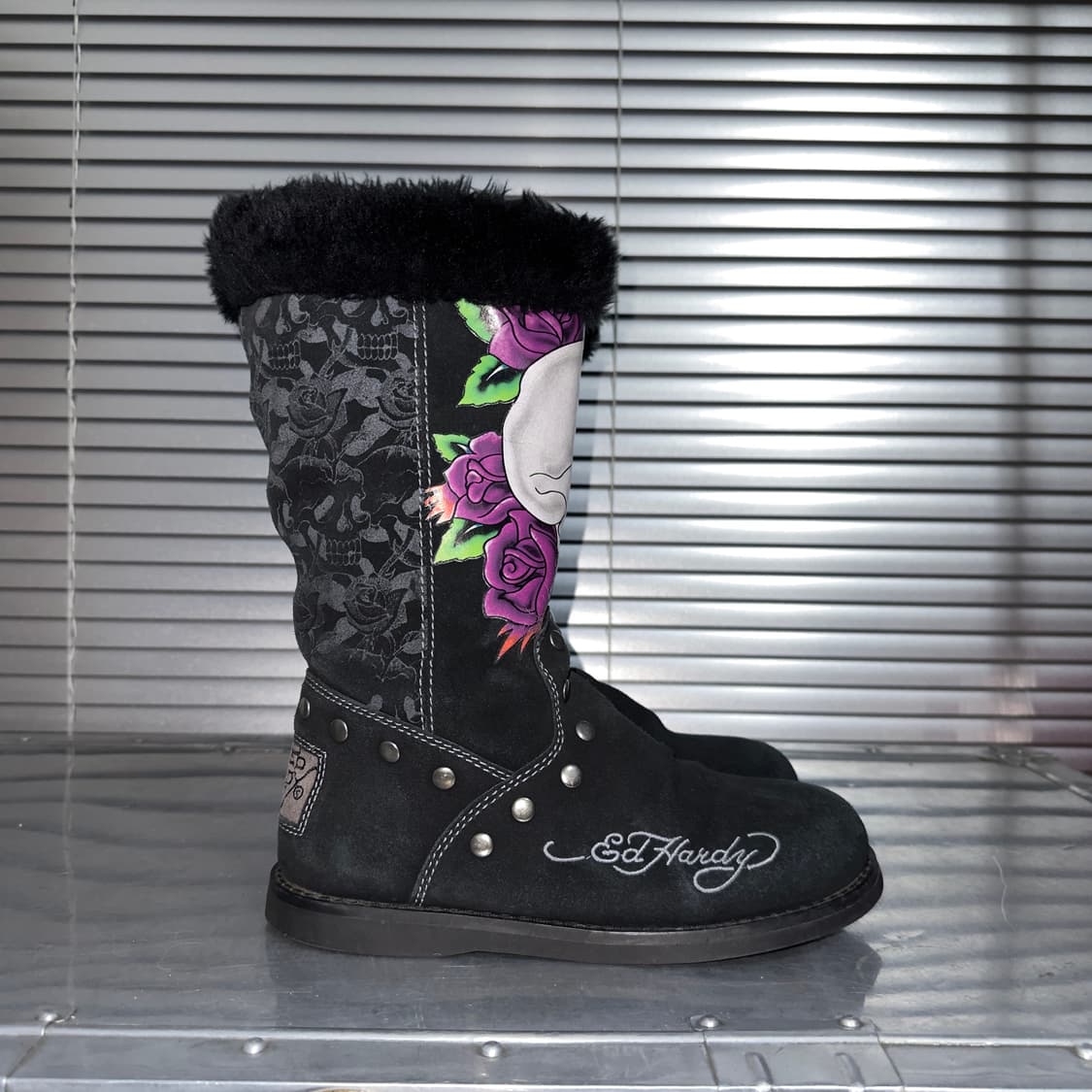 00s 레어 에드하디 스웨이드 스컬 타투 부츠 상품이미지4