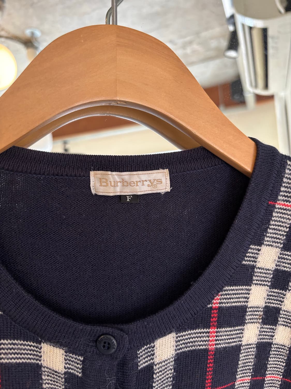 버버리 네이비 체크 가디건 상품이미지3