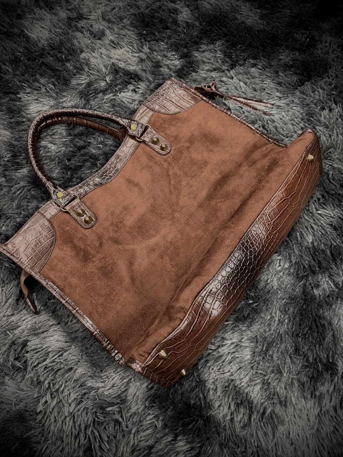 브라운 모터사이클 디자인 사각 백 상품이미지5