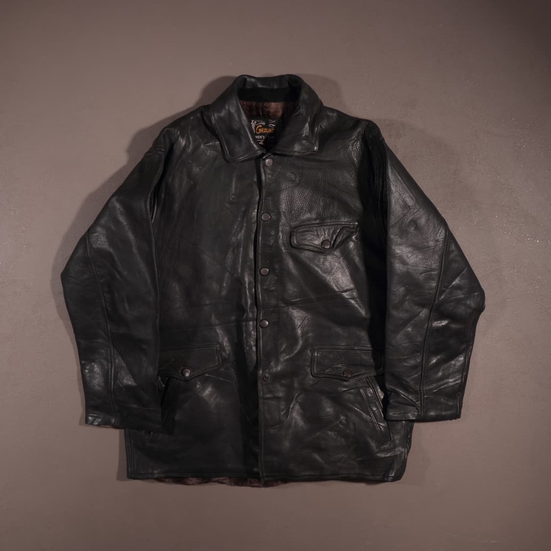 90s 빈티지 레더 카코트 가죽자켓 상품이미지1