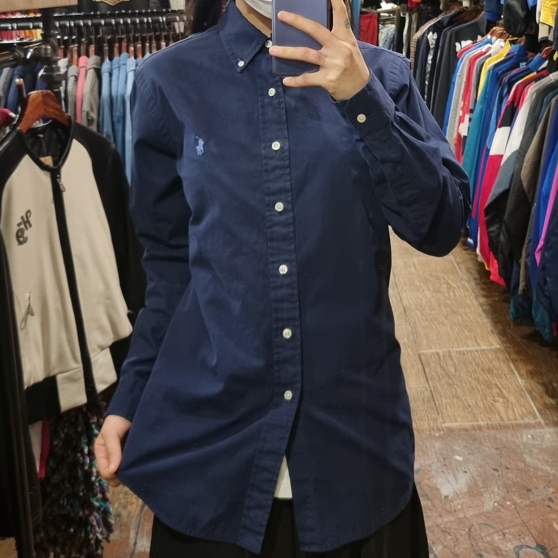 [Hi] 폴로 긴팔 셔츠 네이비 상품이미지2