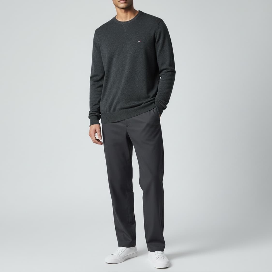 [M] Tommy 타미힐피거 다크그레이 코튼 라운드 니트 상품이미지6