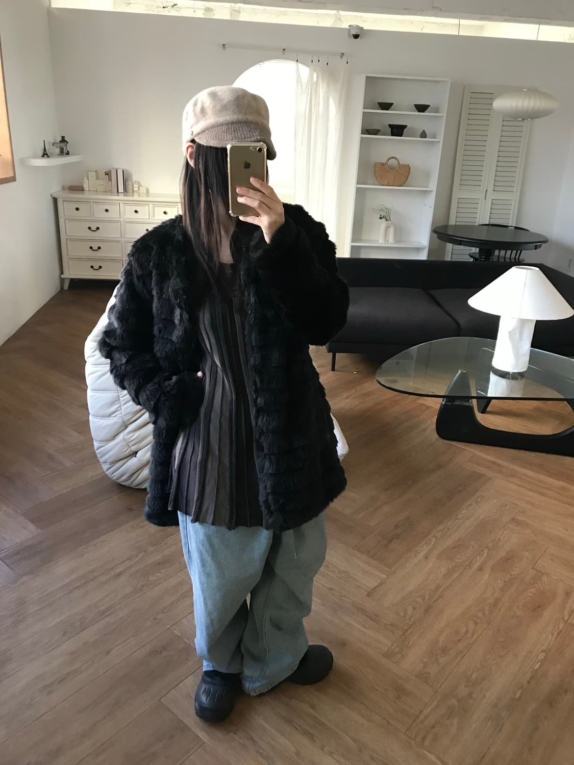 vintage black fur jacket 상품이미지4