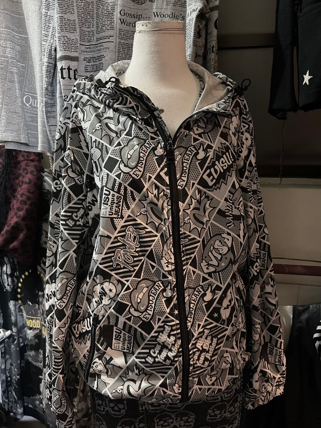 *rare* 2000s 에비수 카툰 프린팅 y2k 바람막이 상품이미지3