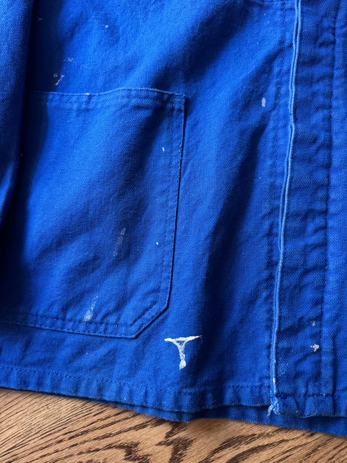 [XL]CHARVET TISSUS 빈티지 페인팅 잉크블루 프렌치 워크자켓 상품이미지4