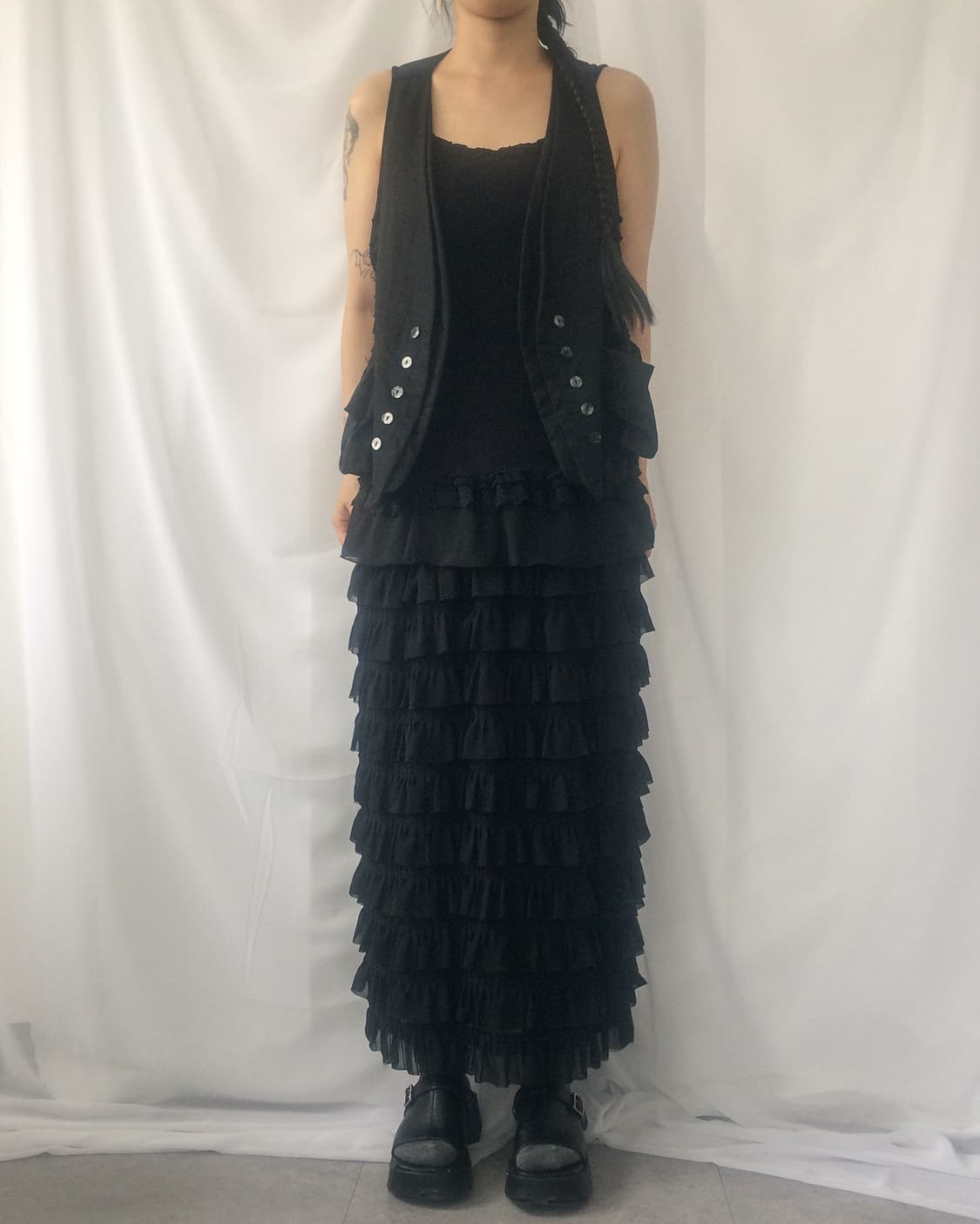 Side frill point open vest 상품이미지6