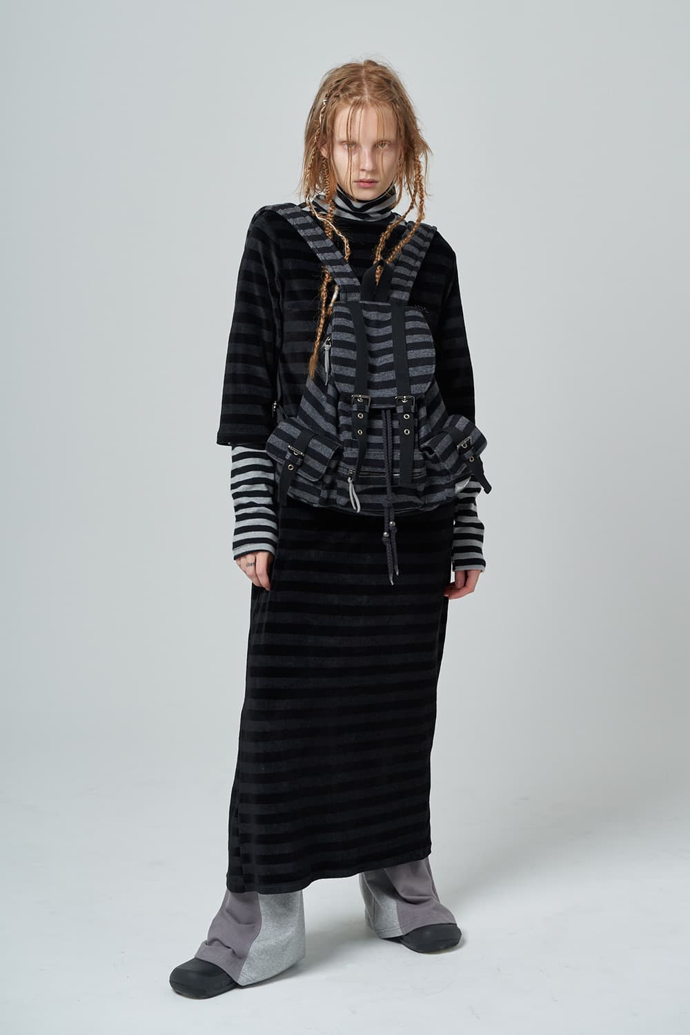 파히섬 울 스트라이프 백팩-블랙 상품이미지2