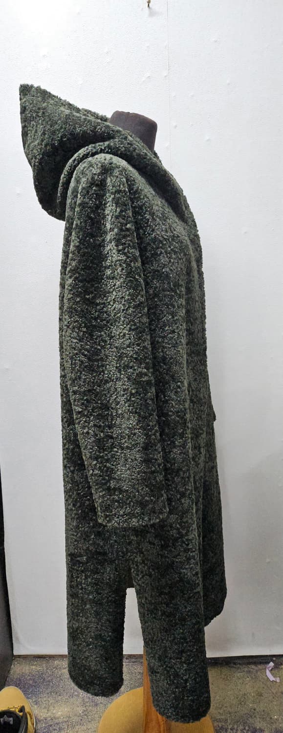 후드 양면 무스탕 롱 코트 그린 L 상품이미지3