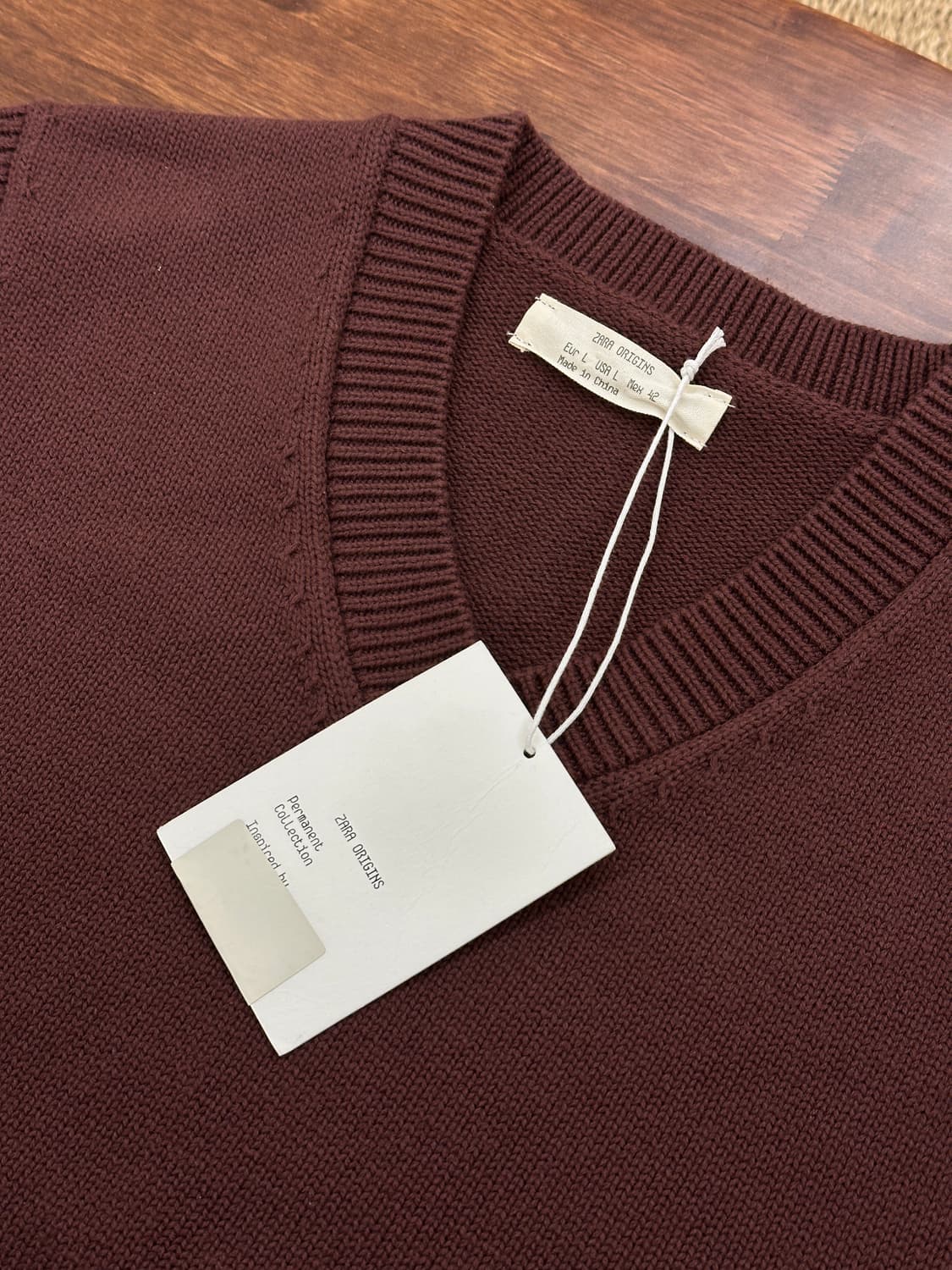 [새제품] 자라 오리진 니트 베스트 버건디 L, ZARA ORIGIN 상품이미지2