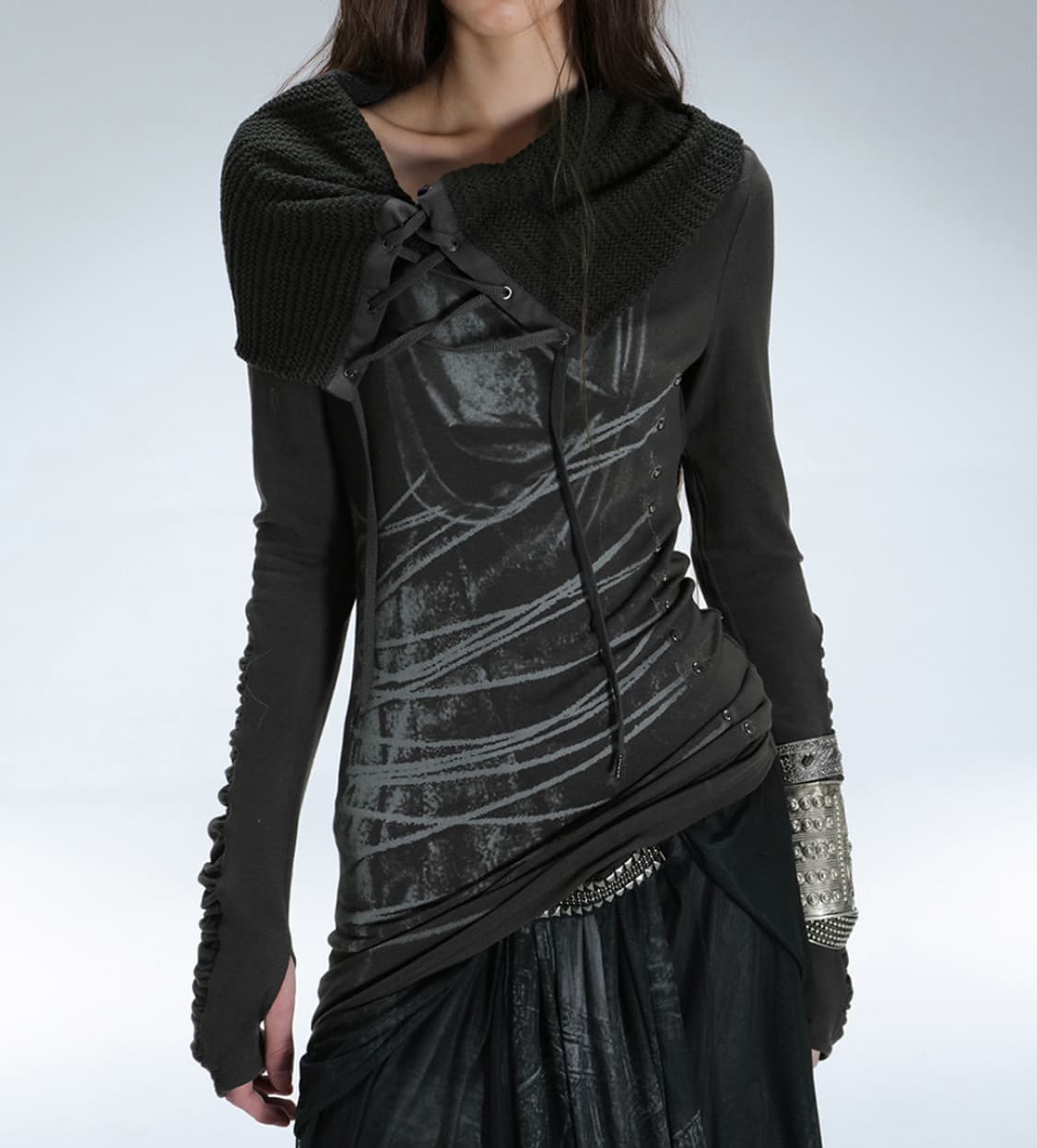 더블 펀치 Emphasized Tie Turtleneck Top s 상품이미지2