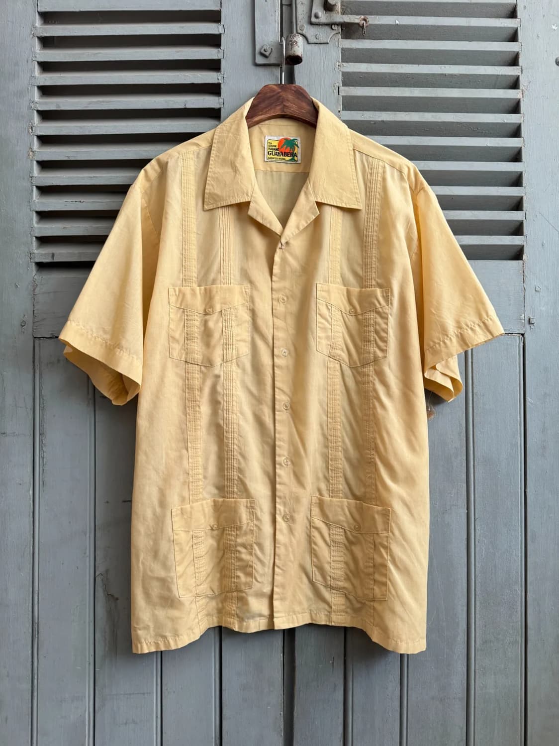 [2XL]90's GUAYABERA 파스텔옐로우 구아야베라 셔츠 상품이미지1