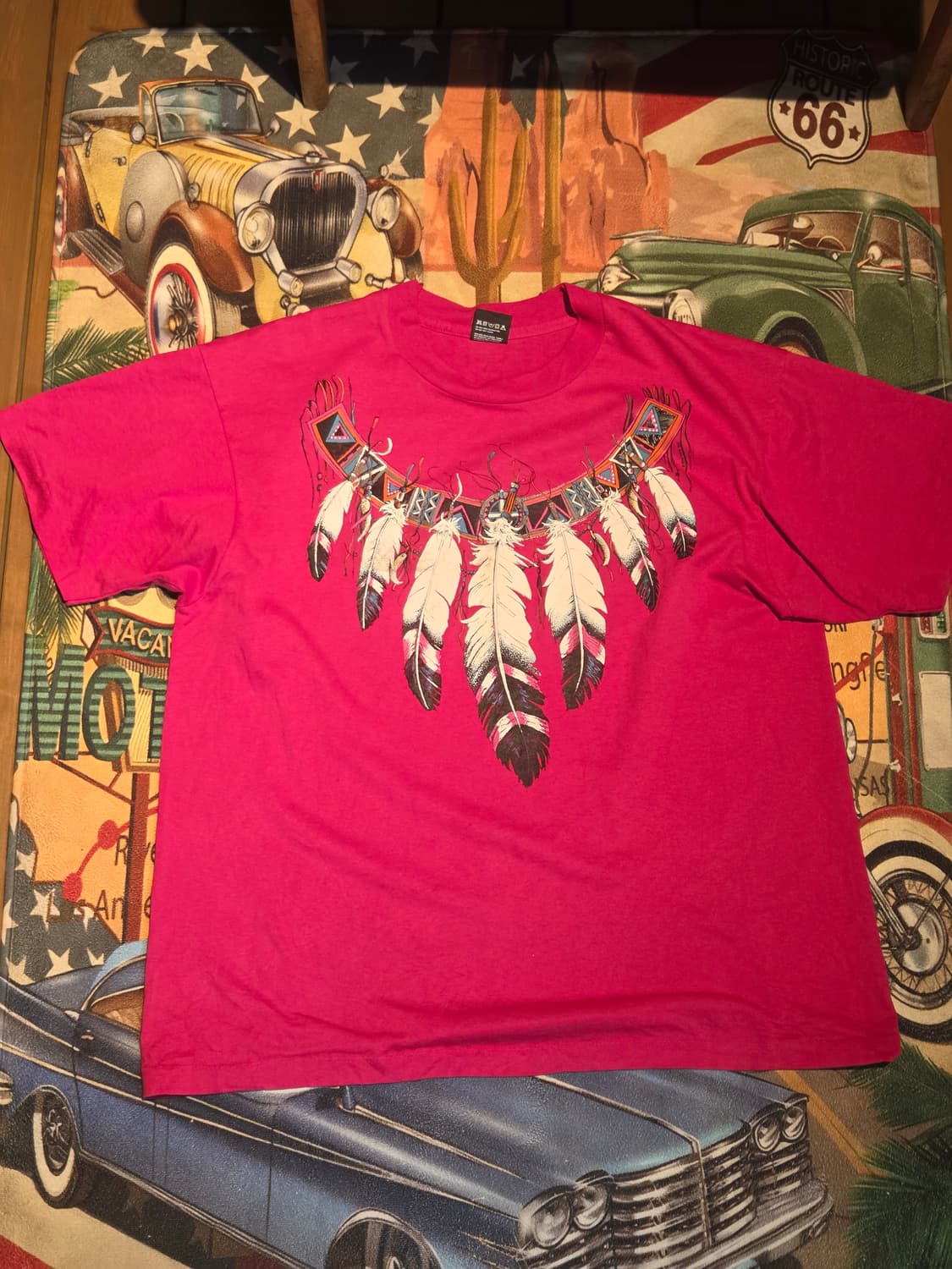 90's 아메리칸 인디언 깃털 그래픽 티셔츠 상품이미지1