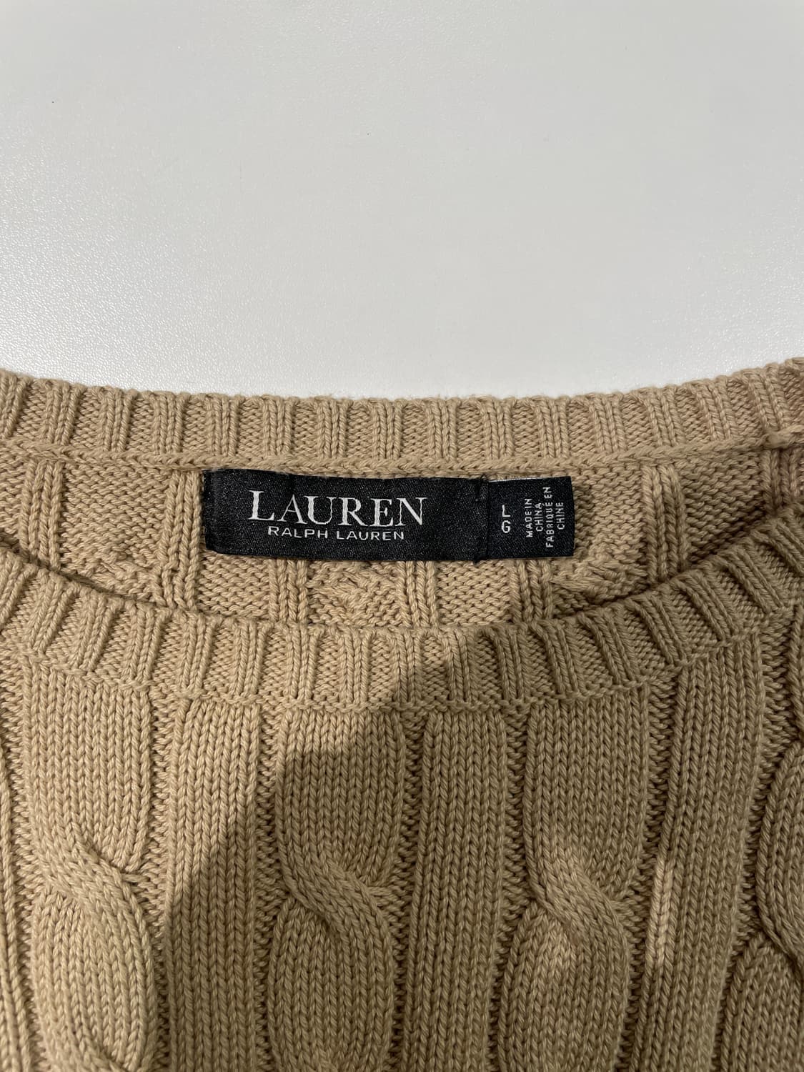 로렌 랄프로렌 블랙 라벨 베이지 퍼프 슬리브 케이블 스웨터 상품이미지7