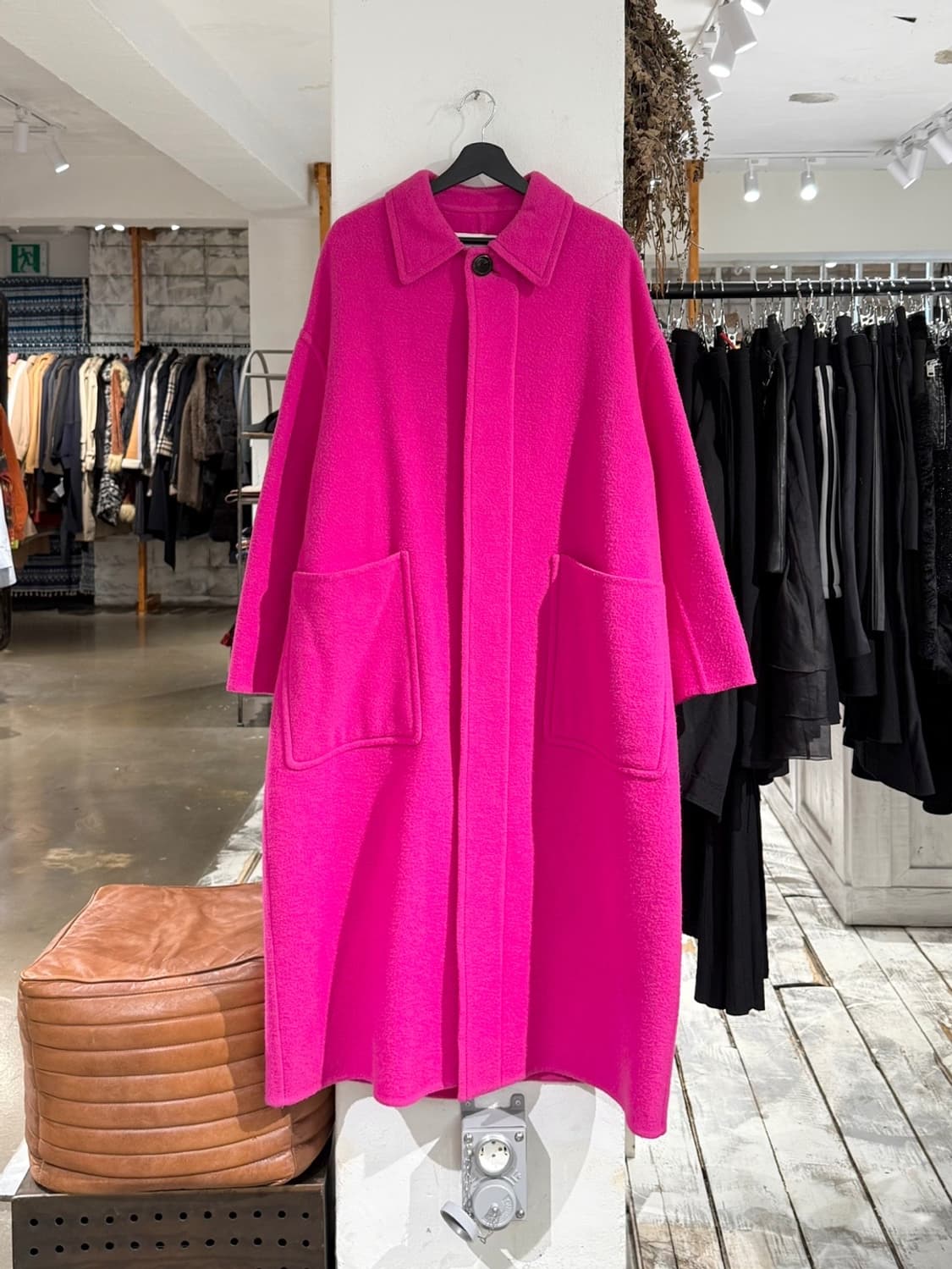 아미 핑크 싱글 브레스트 울 코트 상품이미지1