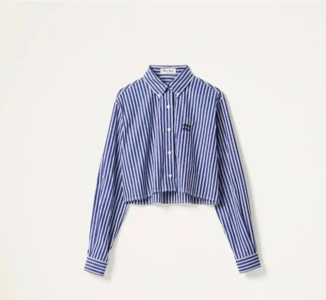 미우미우 스트라이프 크롭 셔츠 상품이미지1