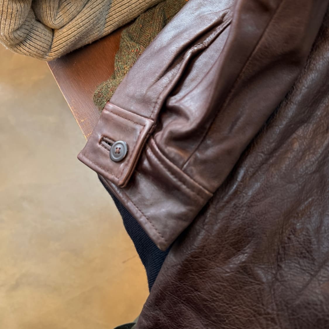 올드 갭 레더 카코트 브라운 L 인도생산 상품이미지4
