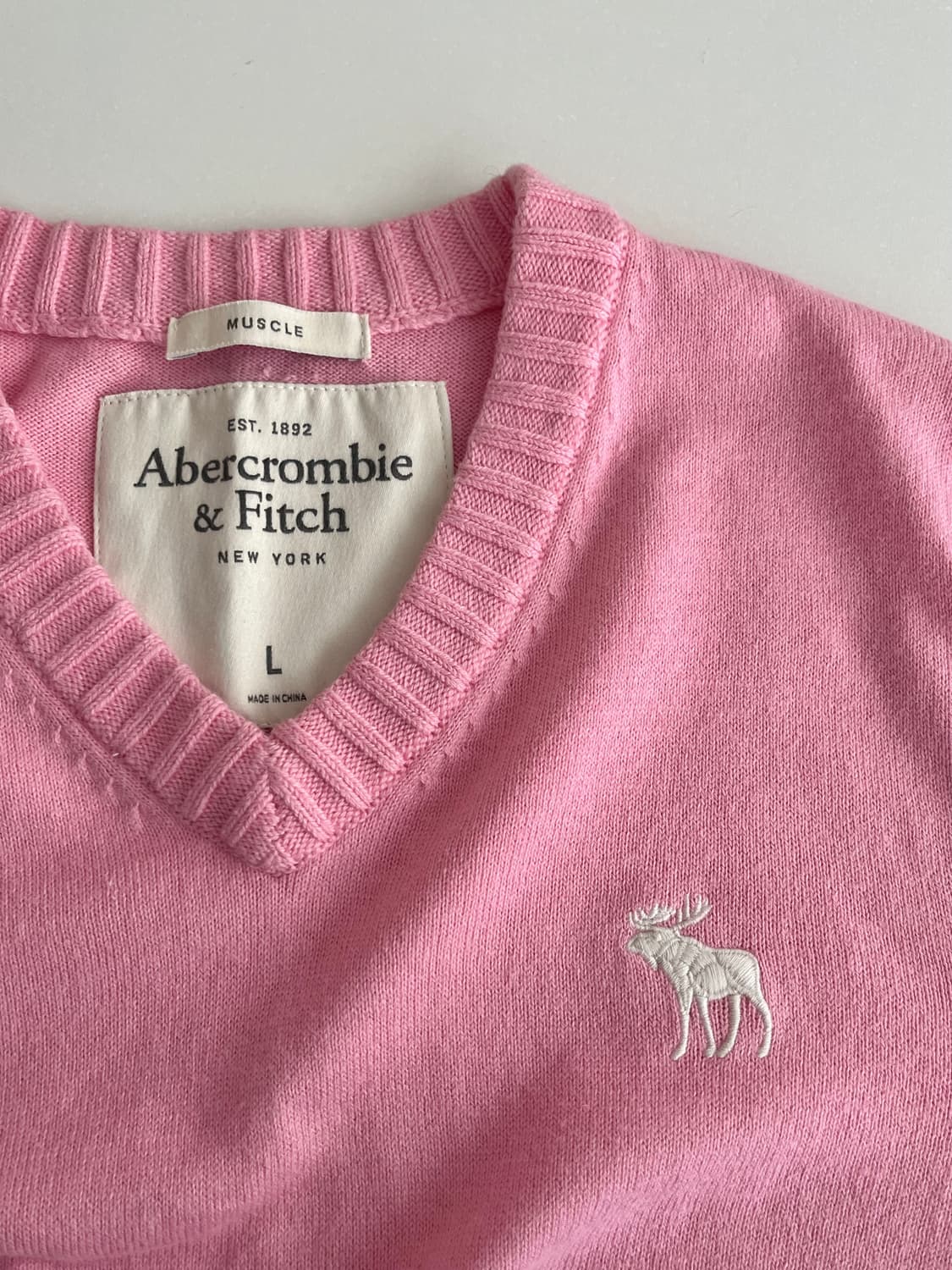 L) 아베크롬비 브이넥 캐시미어 블렌드 니트 핑크 상품이미지5