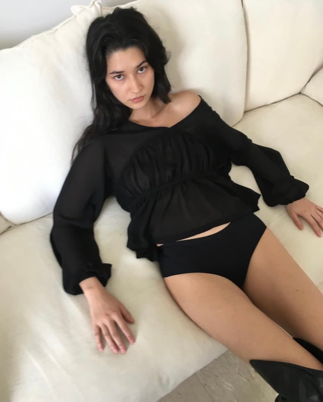 havebin See-through shirring blouse 상품이미지1