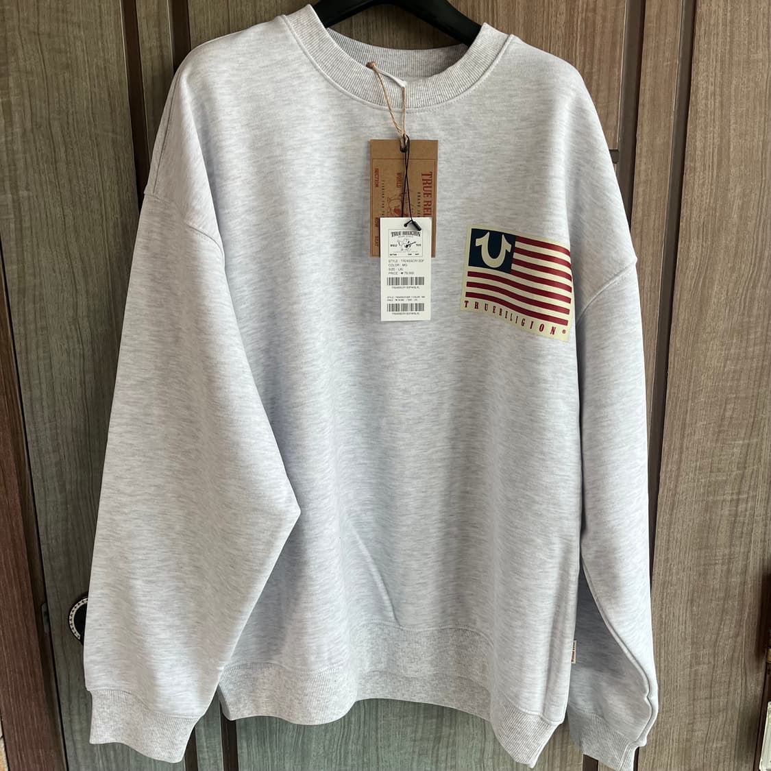 [새상품]트루릴리젼 성조기 로고 맨투맨 멜란지그레이 상품이미지2