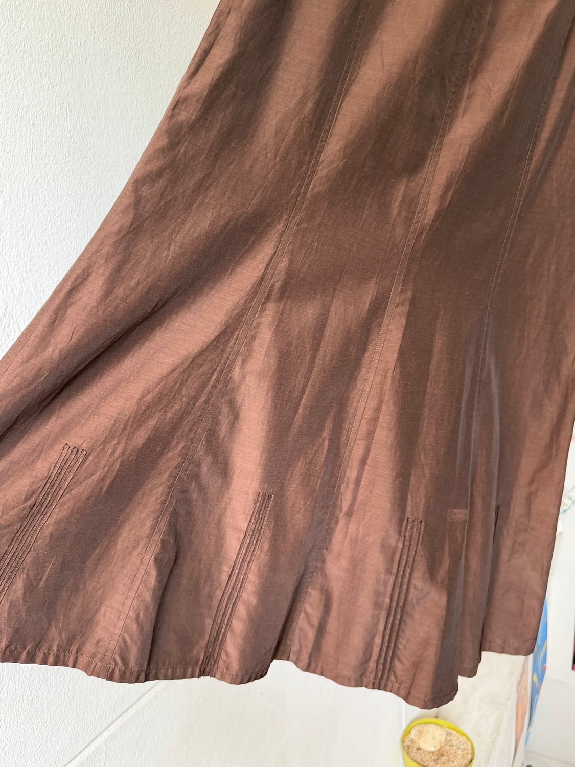 실크 100% 브라운 롱스커트 상품이미지4